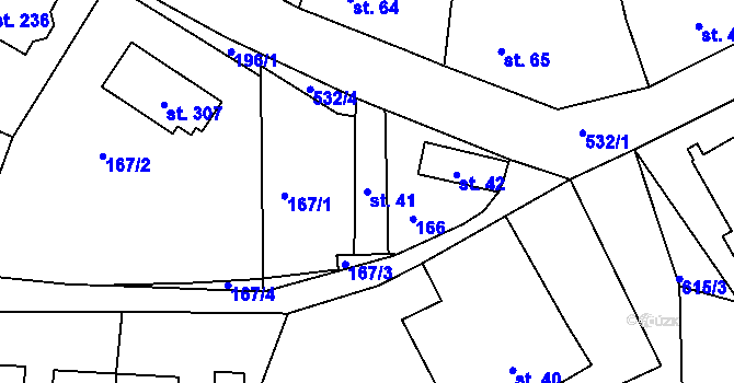 Parcela st. 41 v KÚ Valy u Mariánských Lázní, Katastrální mapa