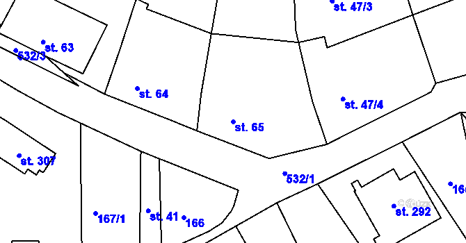 Parcela st. 65 v KÚ Valy u Mariánských Lázní, Katastrální mapa