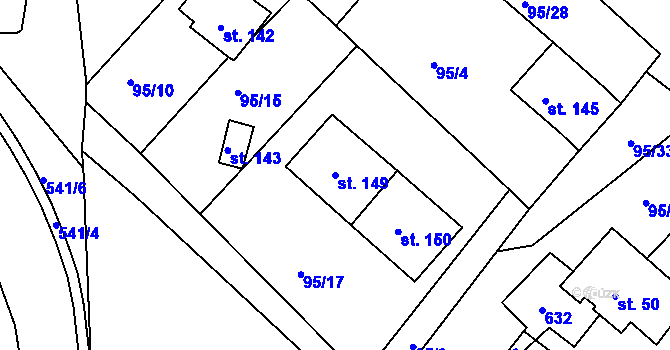 Parcela st. 149 v KÚ Valy u Mariánských Lázní, Katastrální mapa