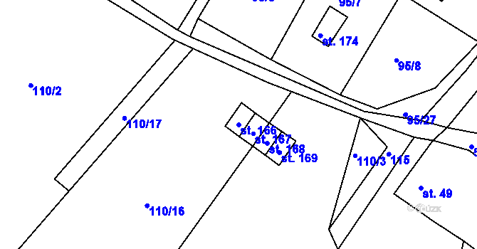 Parcela st. 166 v KÚ Valy u Mariánských Lázní, Katastrální mapa