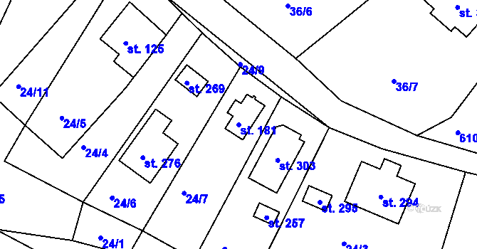 Parcela st. 181 v KÚ Valy u Mariánských Lázní, Katastrální mapa