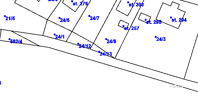 Parcela st. 24/13 v KÚ Valy u Mariánských Lázní, Katastrální mapa