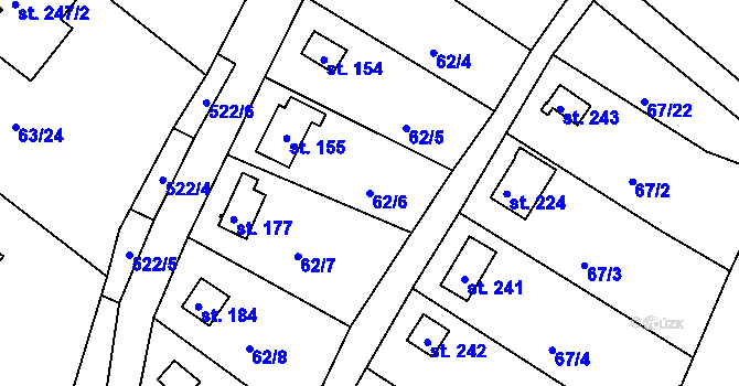 Parcela st. 62/6 v KÚ Valy u Mariánských Lázní, Katastrální mapa