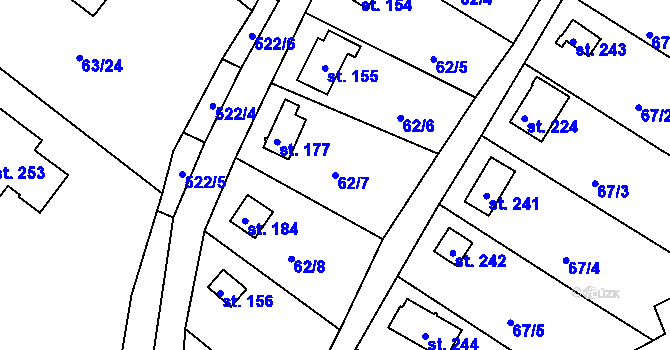 Parcela st. 62/7 v KÚ Valy u Mariánských Lázní, Katastrální mapa