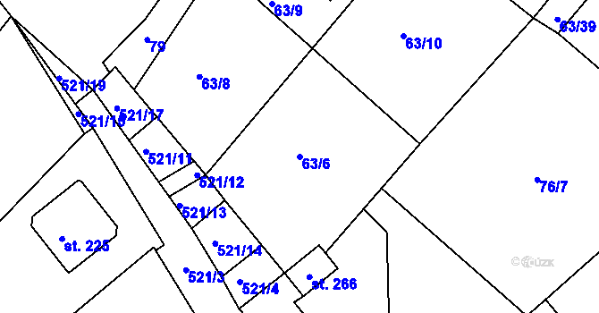 Parcela st. 63/6 v KÚ Valy u Mariánských Lázní, Katastrální mapa