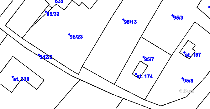 Parcela st. 95/6 v KÚ Valy u Mariánských Lázní, Katastrální mapa