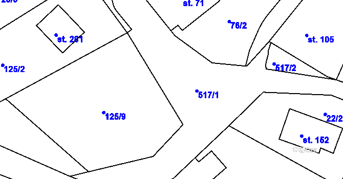 Parcela st. 125/6 v KÚ Valy u Mariánských Lázní, Katastrální mapa