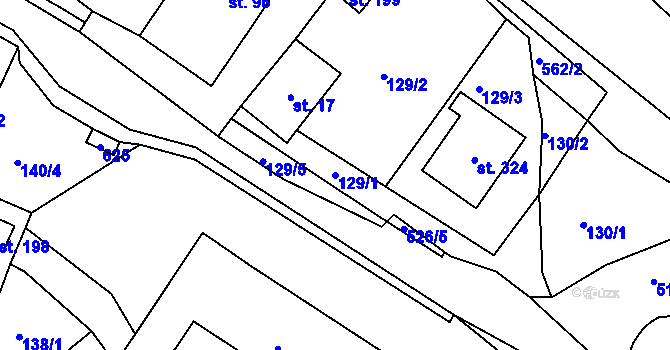 Parcela st. 129/1 v KÚ Valy u Mariánských Lázní, Katastrální mapa
