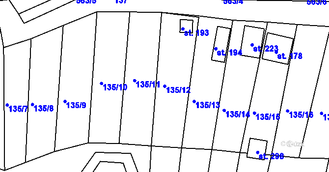 Parcela st. 135/12 v KÚ Valy u Mariánských Lázní, Katastrální mapa