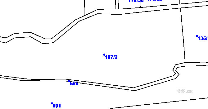 Parcela st. 187/2 v KÚ Valy u Mariánských Lázní, Katastrální mapa