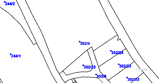 Parcela st. 302/4 v KÚ Valy u Mariánských Lázní, Katastrální mapa