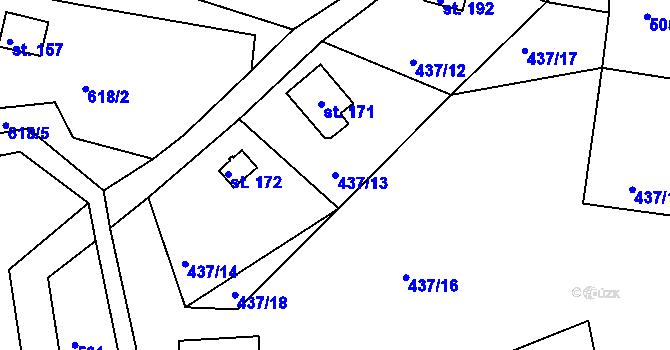 Parcela st. 437/13 v KÚ Valy u Mariánských Lázní, Katastrální mapa