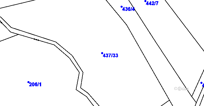 Parcela st. 437/33 v KÚ Valy u Mariánských Lázní, Katastrální mapa