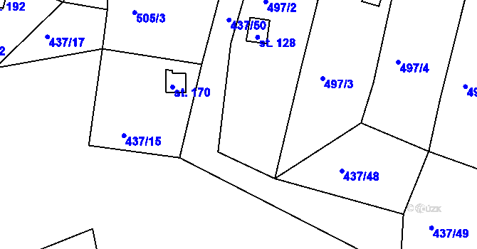 Parcela st. 437/34 v KÚ Valy u Mariánských Lázní, Katastrální mapa