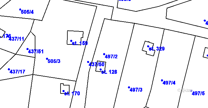 Parcela st. 497/2 v KÚ Valy u Mariánských Lázní, Katastrální mapa
