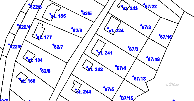 Parcela st. 241 v KÚ Valy u Mariánských Lázní, Katastrální mapa