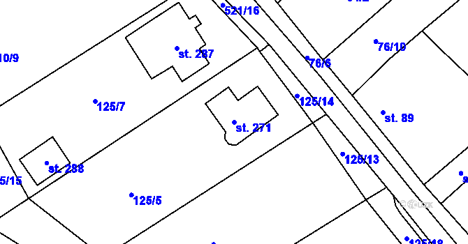 Parcela st. 271 v KÚ Valy u Mariánských Lázní, Katastrální mapa