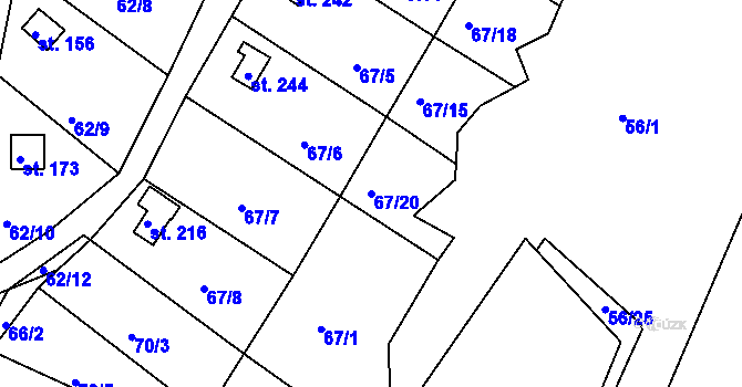 Parcela st. 67/20 v KÚ Valy u Mariánských Lázní, Katastrální mapa
