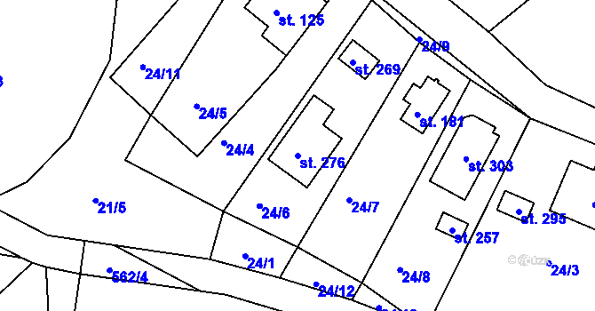 Parcela st. 276 v KÚ Valy u Mariánských Lázní, Katastrální mapa