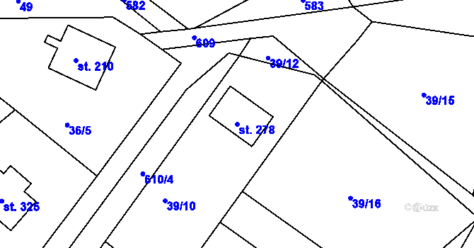 Parcela st. 278 v KÚ Valy u Mariánských Lázní, Katastrální mapa