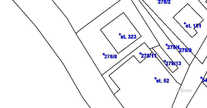 Parcela st. 278/8 v KÚ Valy u Mariánských Lázní, Katastrální mapa