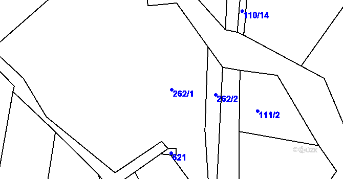 Parcela st. 262/1 v KÚ Valy u Mariánských Lázní, Katastrální mapa