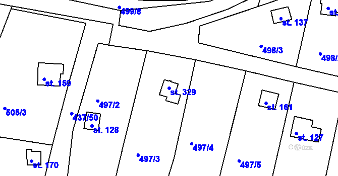 Parcela st. 329 v KÚ Valy u Mariánských Lázní, Katastrální mapa