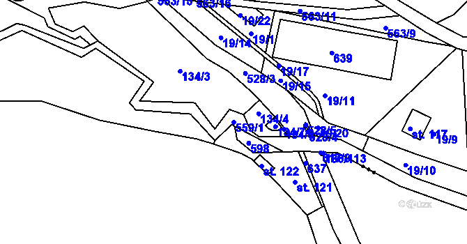 Parcela st. 559/1 v KÚ Valy u Mariánských Lázní, Katastrální mapa