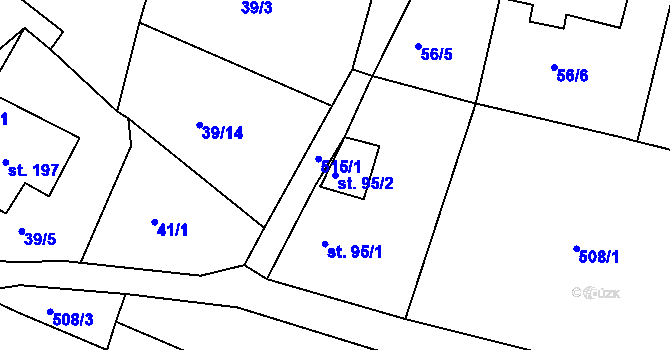 Parcela st. 95/2 v KÚ Valy u Mariánských Lázní, Katastrální mapa