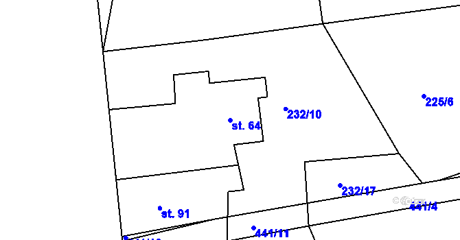 Parcela st. 64 v KÚ Valy nad Labem, Katastrální mapa