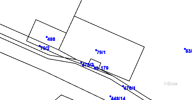 Parcela st. 79/1 v KÚ Valy nad Labem, Katastrální mapa