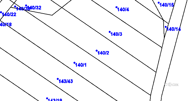 Parcela st. 140/2 v KÚ Valy nad Labem, Katastrální mapa