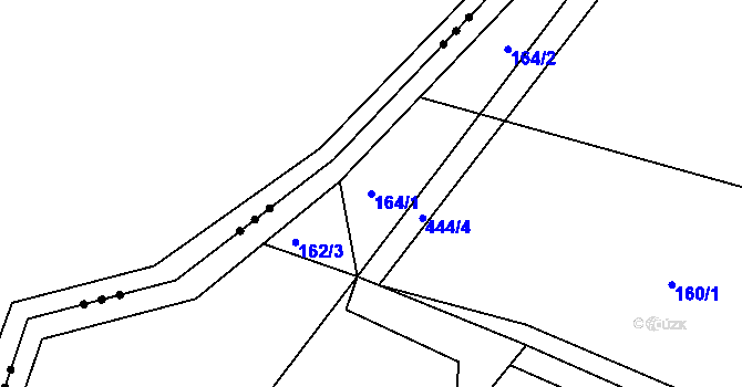 Parcela st. 164/1 v KÚ Valy nad Labem, Katastrální mapa