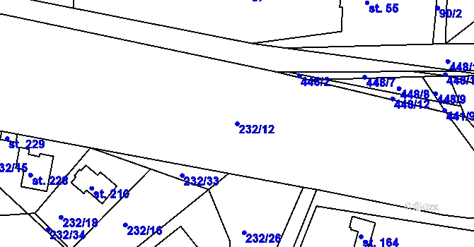 Parcela st. 232/12 v KÚ Valy nad Labem, Katastrální mapa