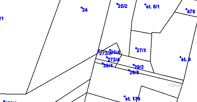 Parcela st. 272/5 v KÚ Valy nad Labem, Katastrální mapa