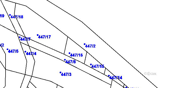 Parcela st. 447/2 v KÚ Valy nad Labem, Katastrální mapa