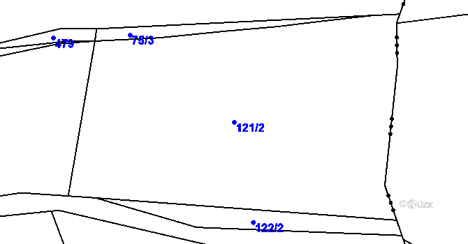 Parcela st. 121/2 v KÚ Valy nad Labem, Katastrální mapa