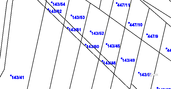Parcela st. 143/60 v KÚ Valy nad Labem, Katastrální mapa