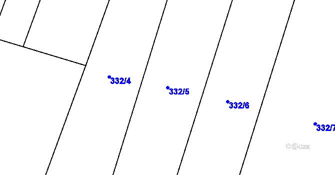 Parcela st. 332/5 v KÚ Valy nad Labem, Katastrální mapa