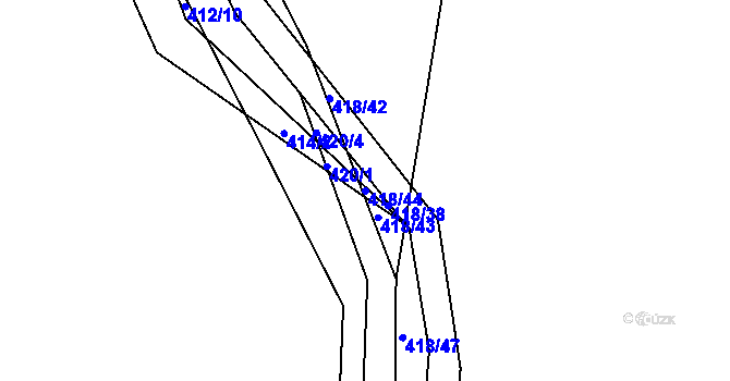 Parcela st. 418/44 v KÚ Valy nad Labem, Katastrální mapa
