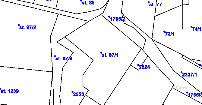 Parcela st. 87/1 v KÚ Vamberk, Katastrální mapa