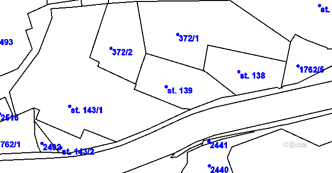 Parcela st. 139 v KÚ Vamberk, Katastrální mapa