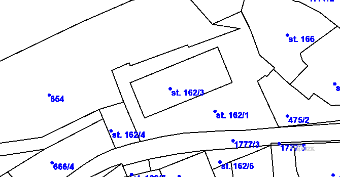 Parcela st. 162/3 v KÚ Vamberk, Katastrální mapa