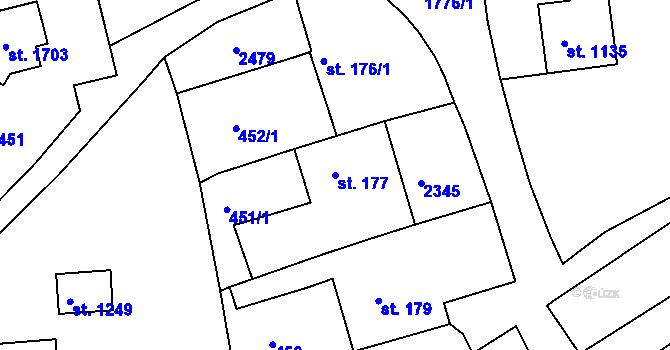 Parcela st. 177 v KÚ Vamberk, Katastrální mapa