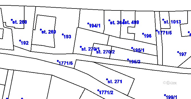 Parcela st. 270/2 v KÚ Vamberk, Katastrální mapa