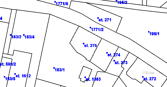 Parcela st. 275 v KÚ Vamberk, Katastrální mapa