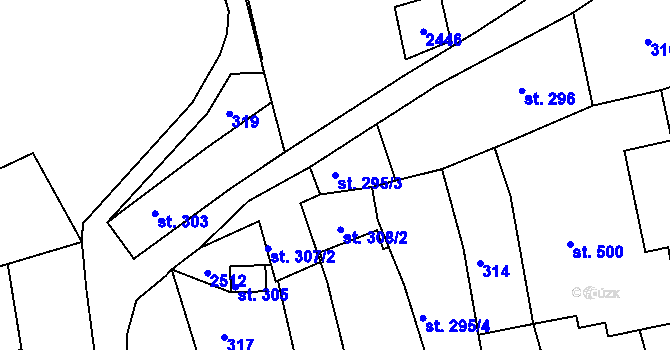 Parcela st. 295/3 v KÚ Vamberk, Katastrální mapa