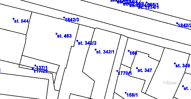 Parcela st. 342/1 v KÚ Vamberk, Katastrální mapa