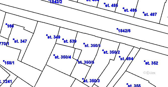 Parcela st. 350/1 v KÚ Vamberk, Katastrální mapa