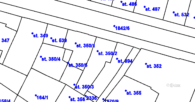 Parcela st. 350/2 v KÚ Vamberk, Katastrální mapa